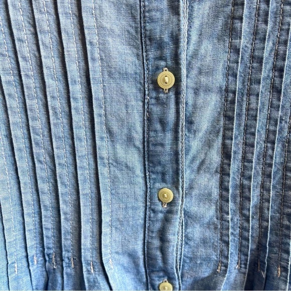 RALPH Lauren Denim Supply Blue Chambray Popover Tuck Front Dress Long Sleeve XS - Picture 8 of 8